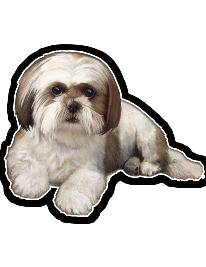 Shih Tzu, Tan & White  - Vinyl Sticker