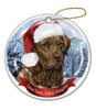 Chesapeake Bay (Brown) Santa Hat Dog Porcelain  Ornament