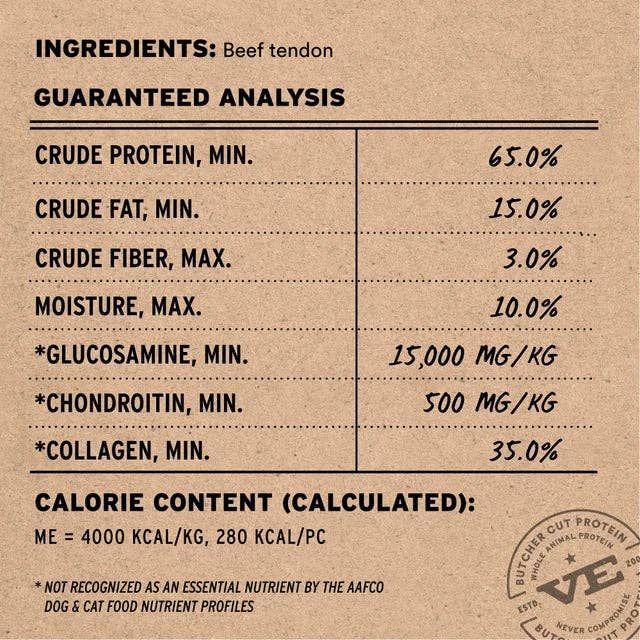 Dog Treat Vital Essentials RAW BAR Freeze-Dried Raw Beef Tendon Dog Treat, 1.76 oz