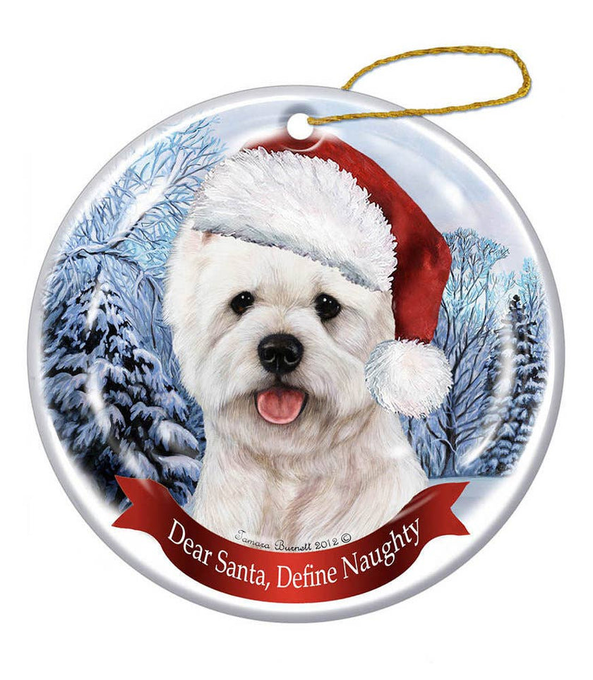 Westie Santa Hat Dog Porcelain Ornament