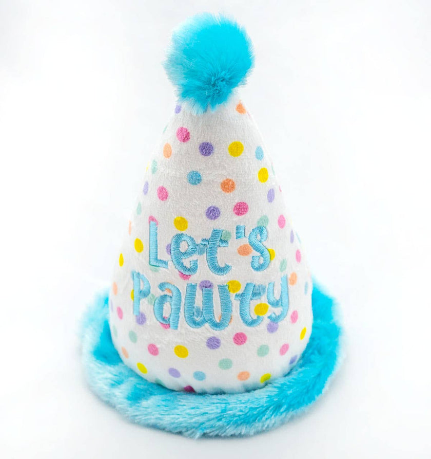Dog Toy Birthday Hat ThoozyPet Birthday Hat Blue Plush Dog Toy 7