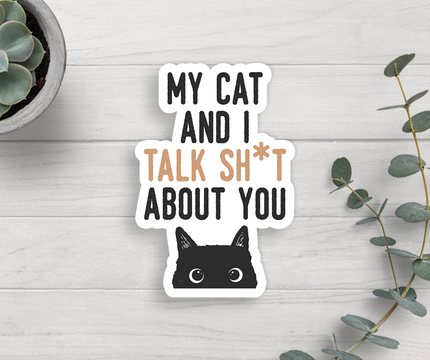 My Cat And I Talk About You Sticker Vinyl Decal