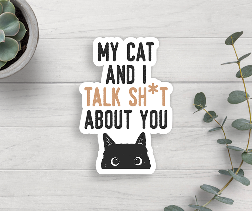 My Cat And I Talk About You Sticker Vinyl Decal