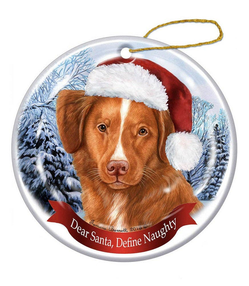Nova Scotia Duck Tolling Santa Hat Dog Porcelain  Ornament