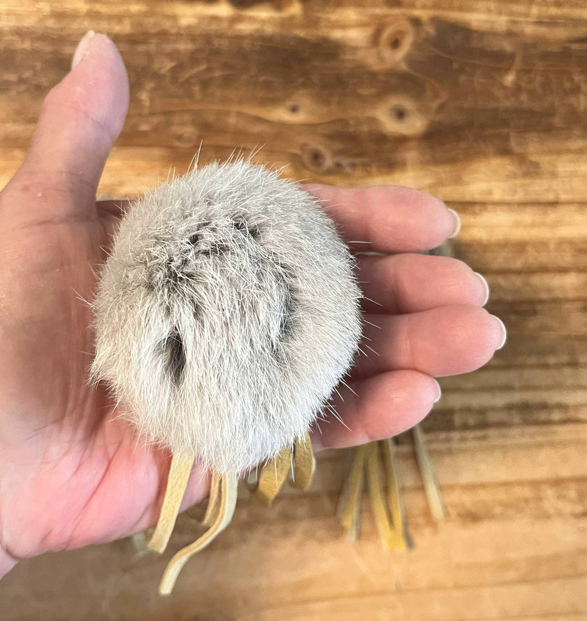 Cat Toy Fur-Fuffle  Natural Rabbit Fur, Leather Strips Toy