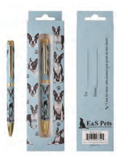 Boston Terrier Blue Ball Point Pen
