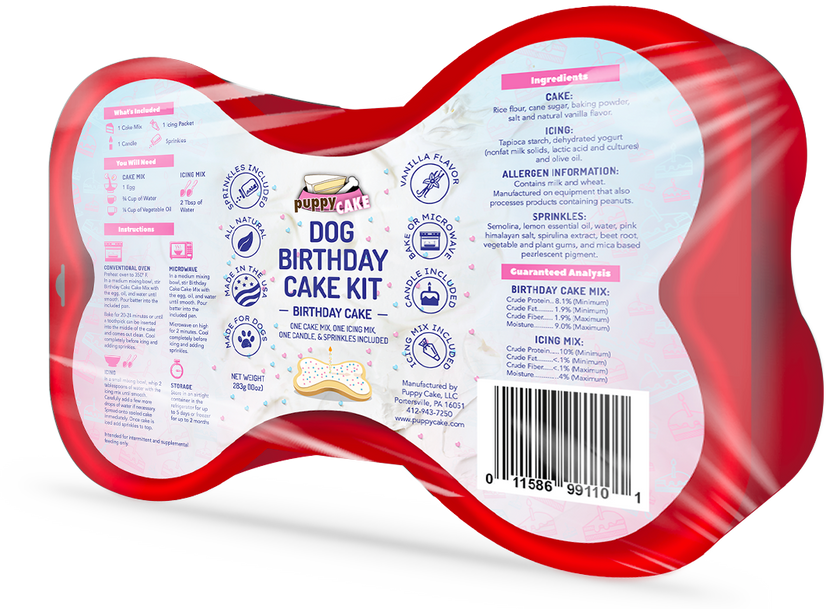 Puppy Cake Dog Birthday Cake Kit with Sprinkles Dog Cake Kit