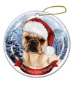 French Bulldog (Cream) Santa Hat Dog Porcelain  Ornament