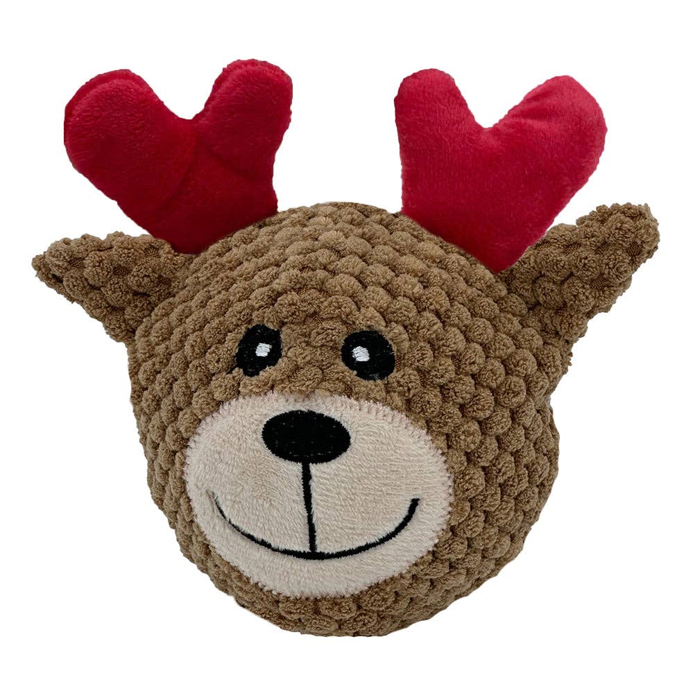 Dog Toy Santa & Reindeer Christmas EZ Squeaky Floating Twin Pack Ball Toy Set
