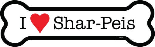 Shar-Pei I (heart) Shar-Peis Bone Shaped Magnet
