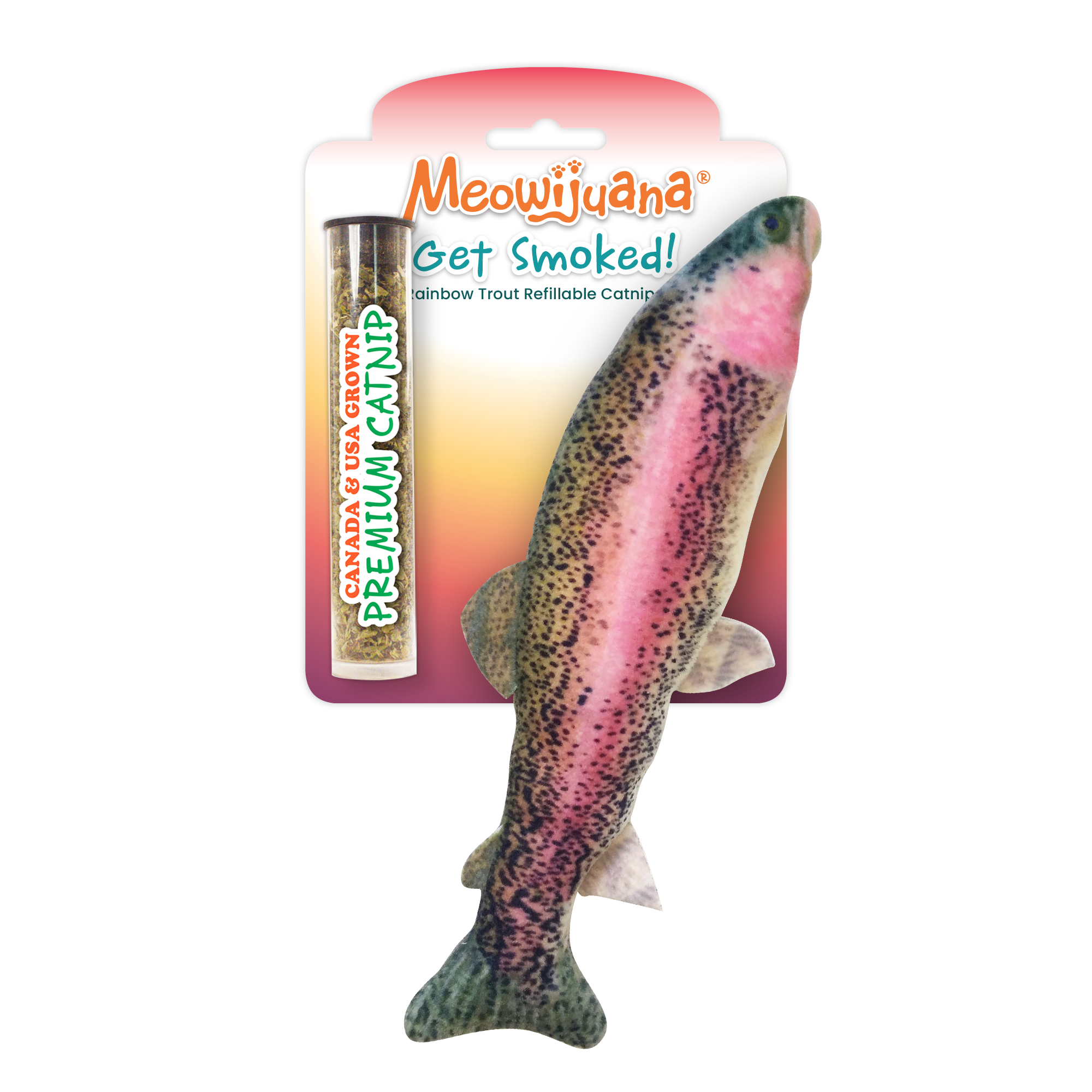 Get Smoked Rainbow Trout Refillable Catnip Cat Toy