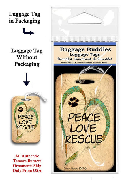 Peace Love Rescue Baggage Luggage Tag