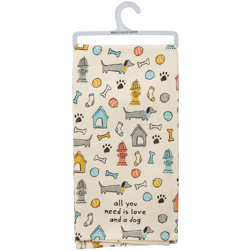 Love And A Dog Kitchen Towel
