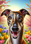 Greyhound Brindle Colorful Floral Large House Flag