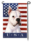 This Boxer White Cropped USA American Garden Flag is a testament to the beauty of your favorite breed and the American Flag