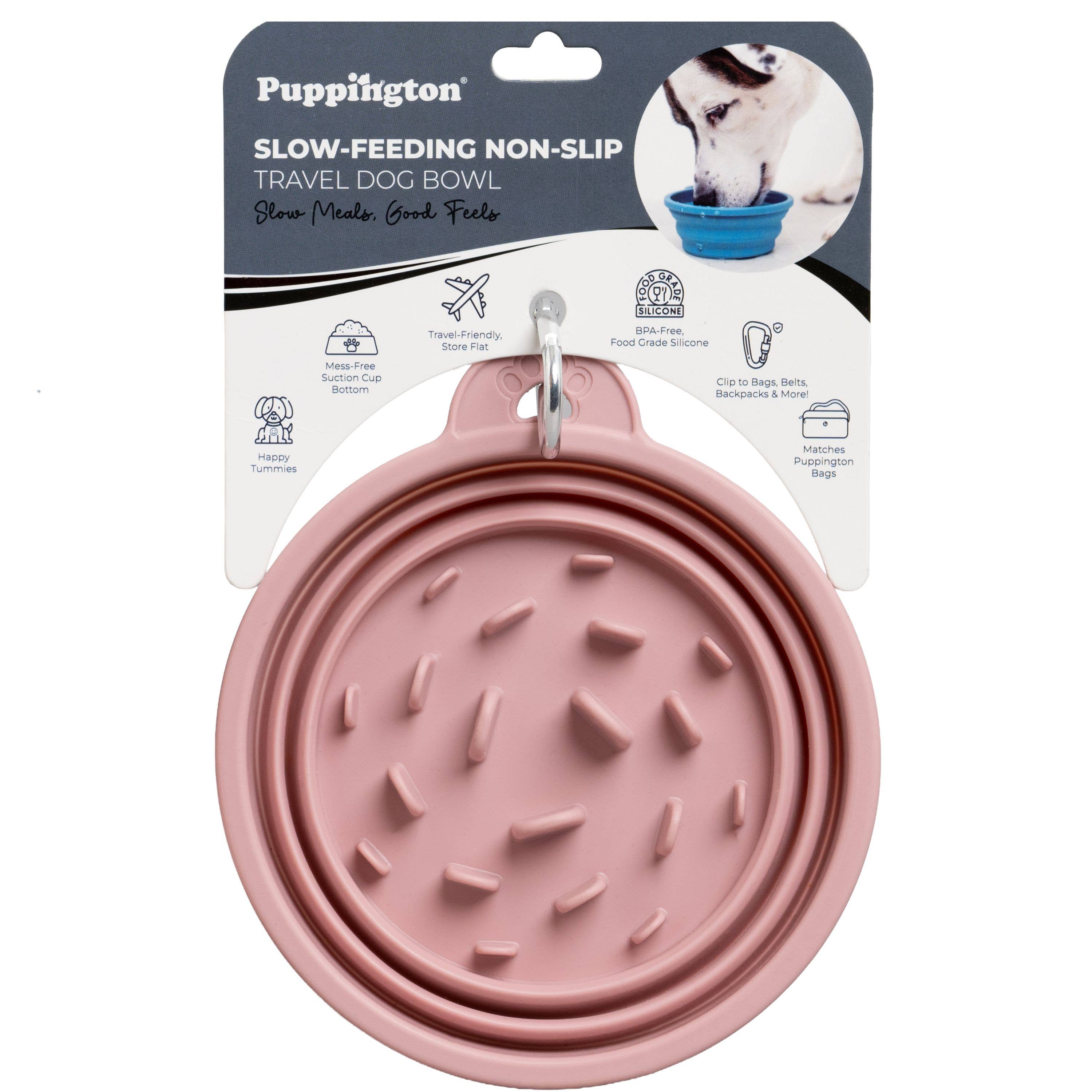 Travel Slow Feeder Dog Bowl with Non-Slip Suction Bottom