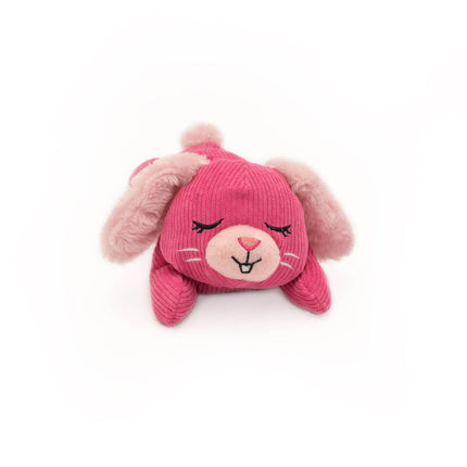 Dog Toy Pink Bunny Silent Snooziez with Shhhqueaker Plush Toy