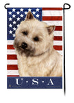 This Cairn Wheaten USA American Garden Flag is a testament to the beauty of your favorite breed and the American Flag.