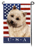 This Cairn Wheaten USA American Garden Flag is a testament to the beauty of your favorite breed and the American Flag.