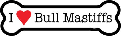 I (heart) Bull Mastiffs Bone Shaped Magnets