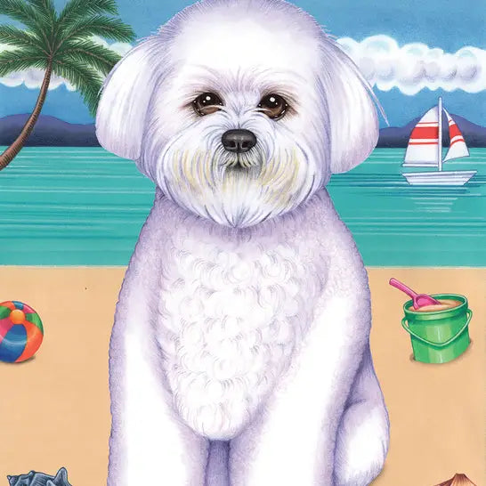 Bichon Beach Garden Flag