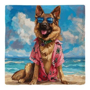 German Shepherd Beach Dog | Drink Coaster