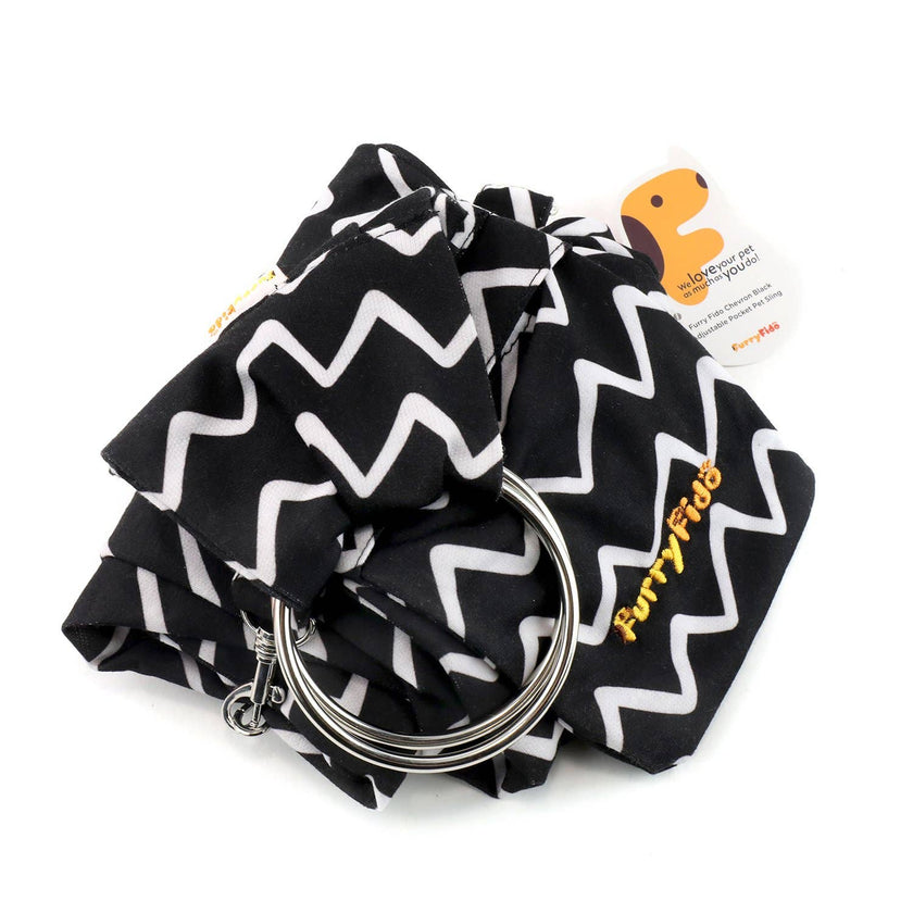 Furry Fido Chevron Black Adjustable Pocket Pet Sling