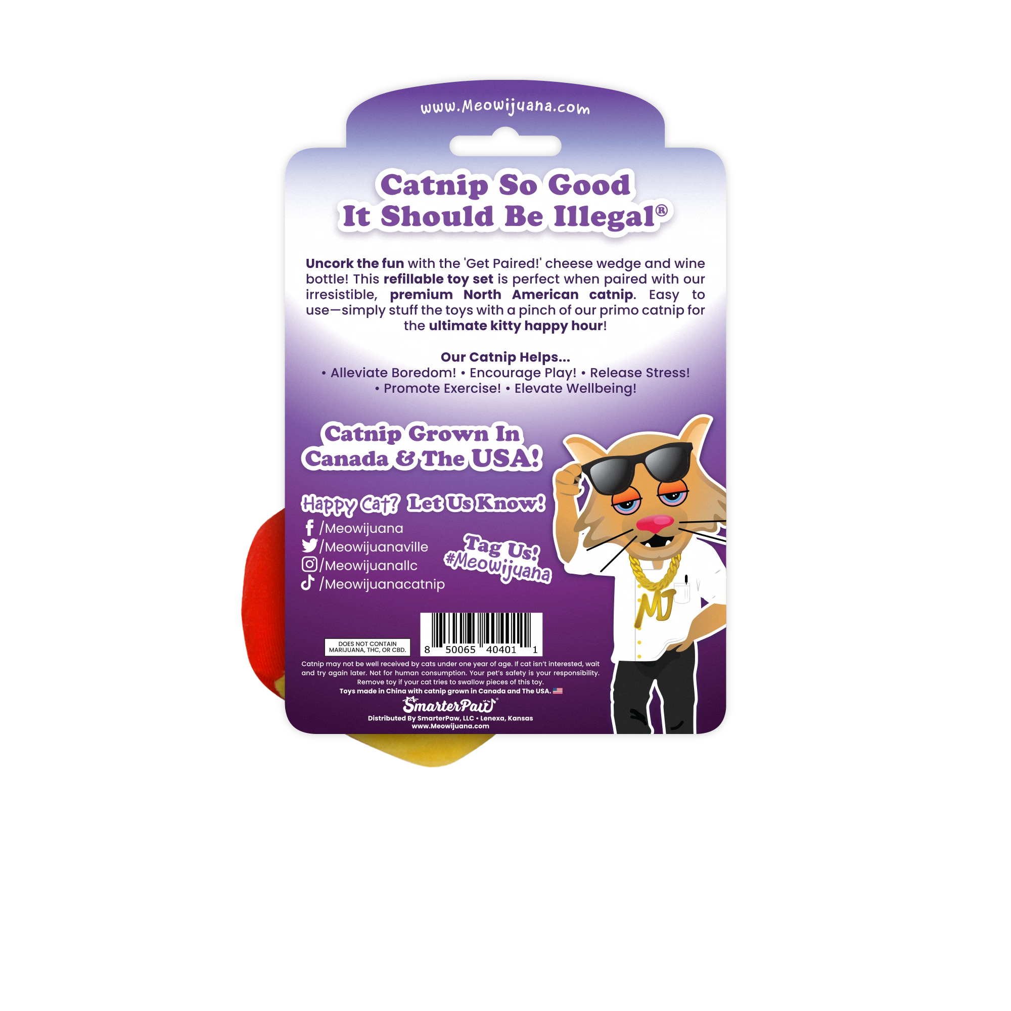 Meowijuana® Get Paired Wine & Cheese Cat Toys - 2 Pack