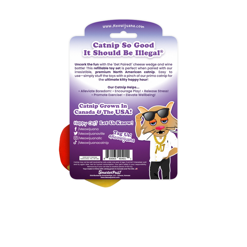 Meowijuana® Get Paired Wine & Cheese Cat Toys - 2 Pack