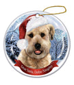 Wheaten Terrier Santa Hat Dog Porcelain Christmas Ornament