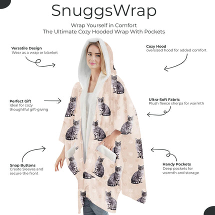 Silver Tabby Snugg Wraps with Hoodie – Ultra Soft Sherpa Fleece Wrap for Pet Lovers