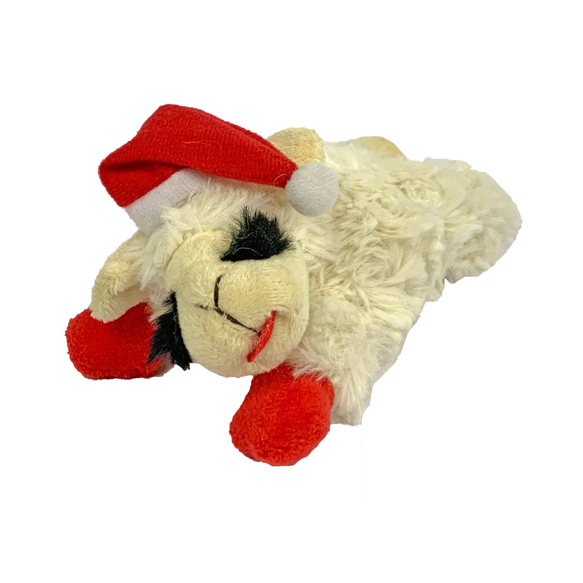 Holiday Lamb Chop w/ Santa Hat Christmas Plush Dog Toy 6in
