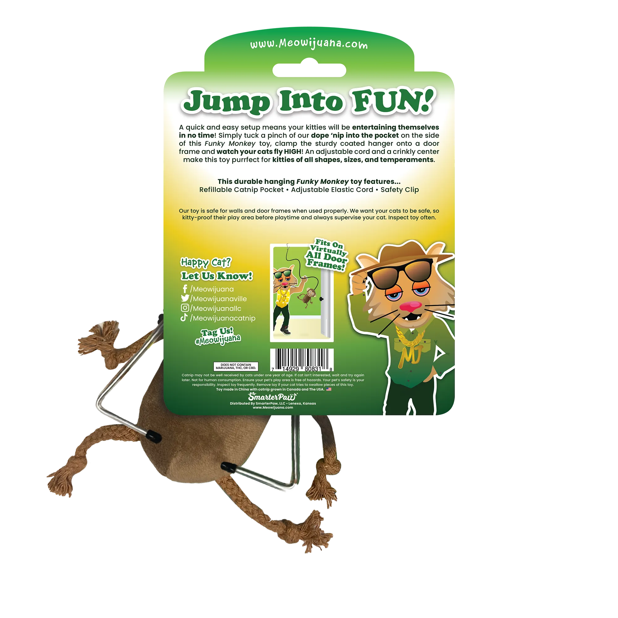 Meowijuana® Jump 'n' Jamb Funky Monkey Interactive Cat Toy
