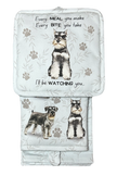 Schnauzer uncropped, oven mitt set