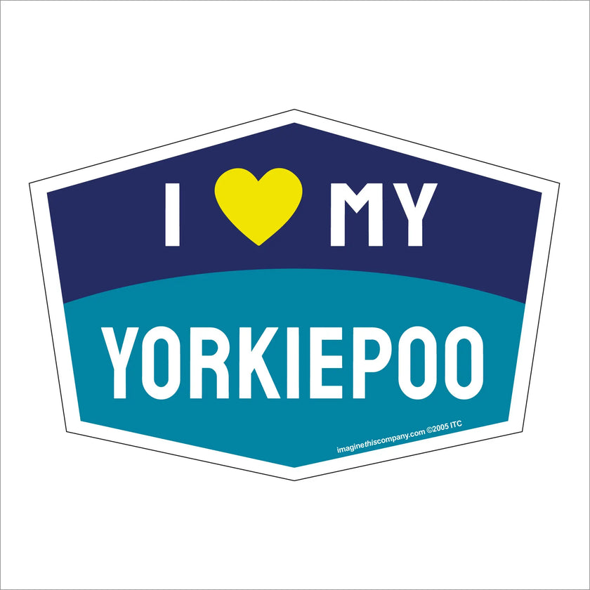 I Love My Yorkiepoo Hexagon Shaped Magnet