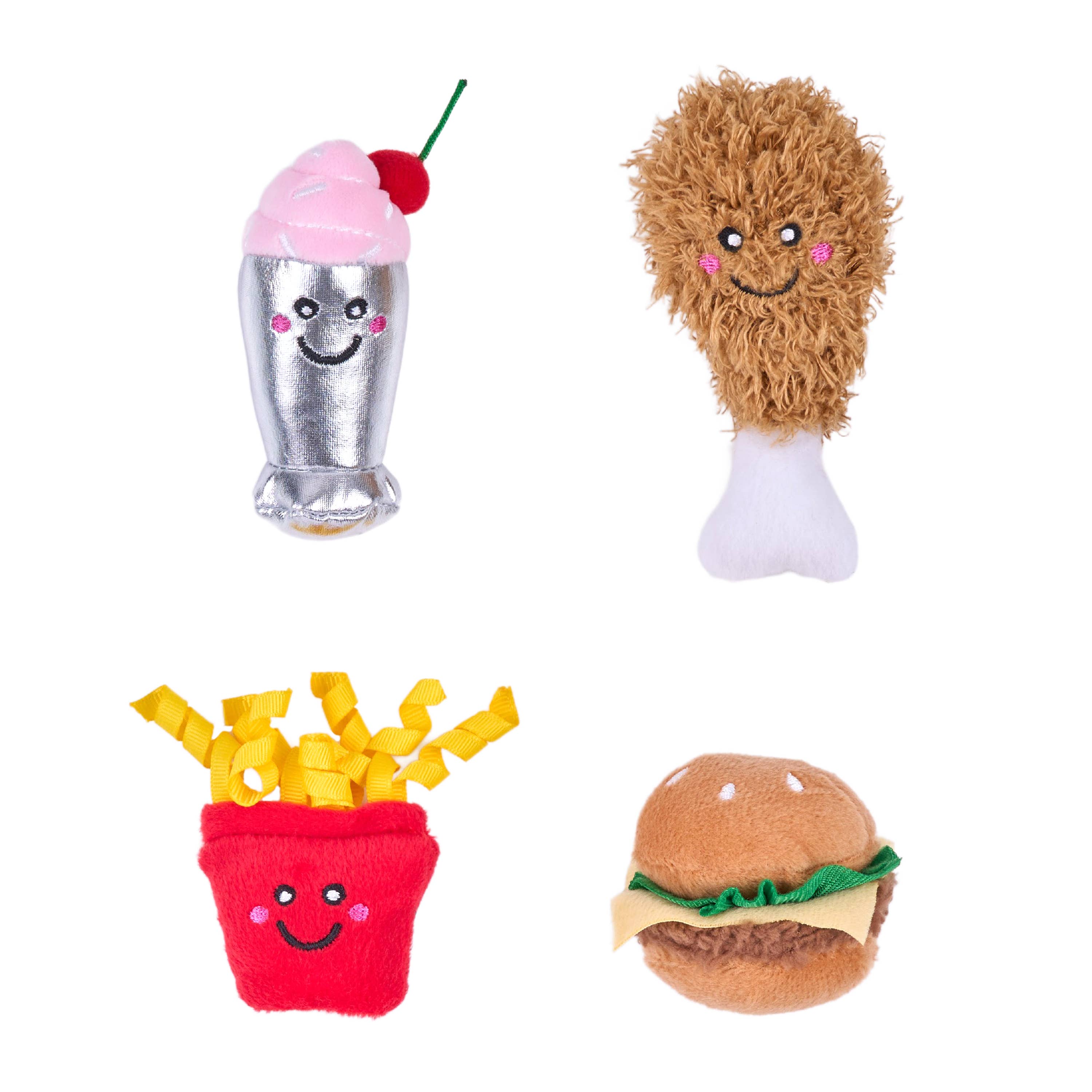 Cat Toy Fast Food ZippyClaws® NomNomz® 4-Pack Toy Set