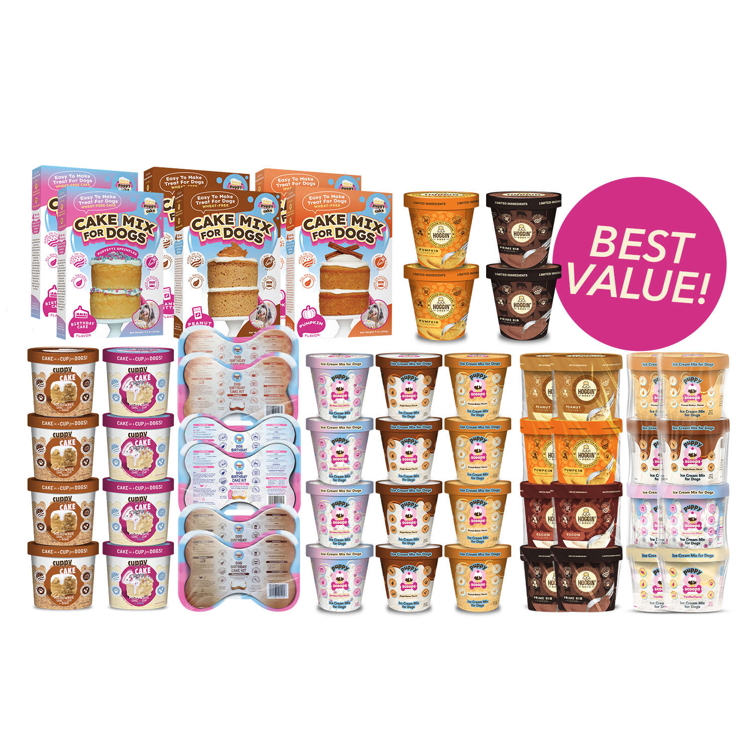 Puppy Cake Premium Assortment of Dog Cake and Ice Cream Mix