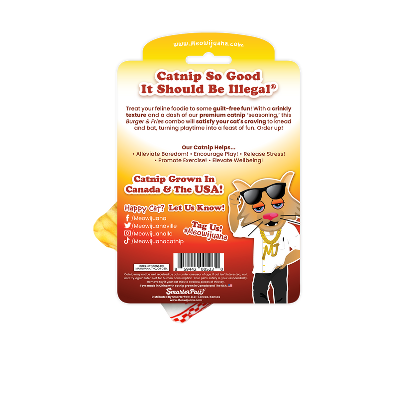 Get Hungry Burger and Fries Refillable Catnip Cat Toy