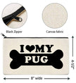 I Love My Pug Dog Canvas Multi-Use Zipper Bag