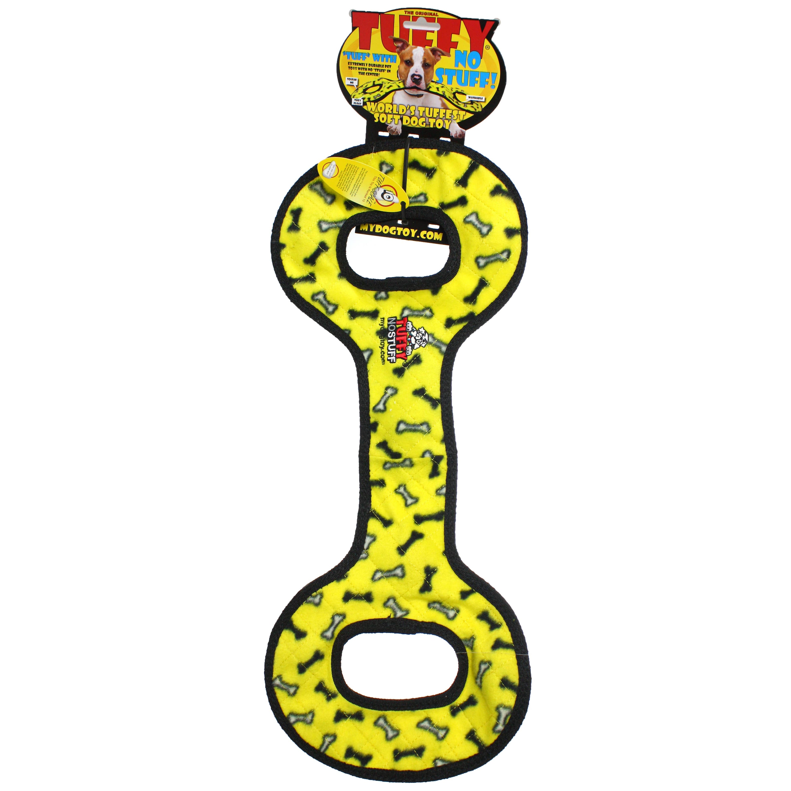 Tuffy No Stuff Ultimate Tug-O-War - Yellow, Squeaky Dog Toy
