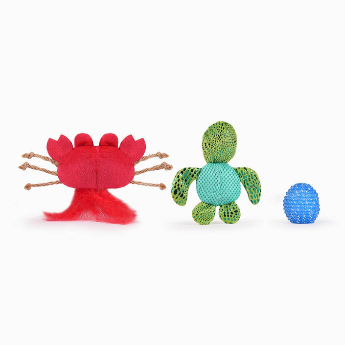 Cat Toy Sea Turtle and Crab Catnip Filled Plush Interactive Catnip Toy Set