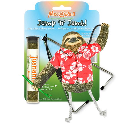 Meowijuana® Jump 'n' Jamb Get Wild Sloth Interactive Cat Toy