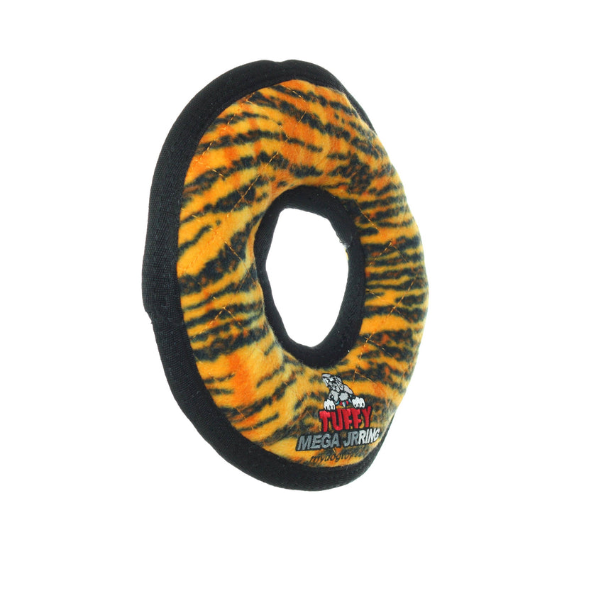 Tuffy Mega Jr Ring Tiger, Durable, Tough, Squeaky Dog Toy