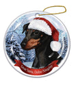 Miniature Pinscher Uncropped Santa Hat Dog