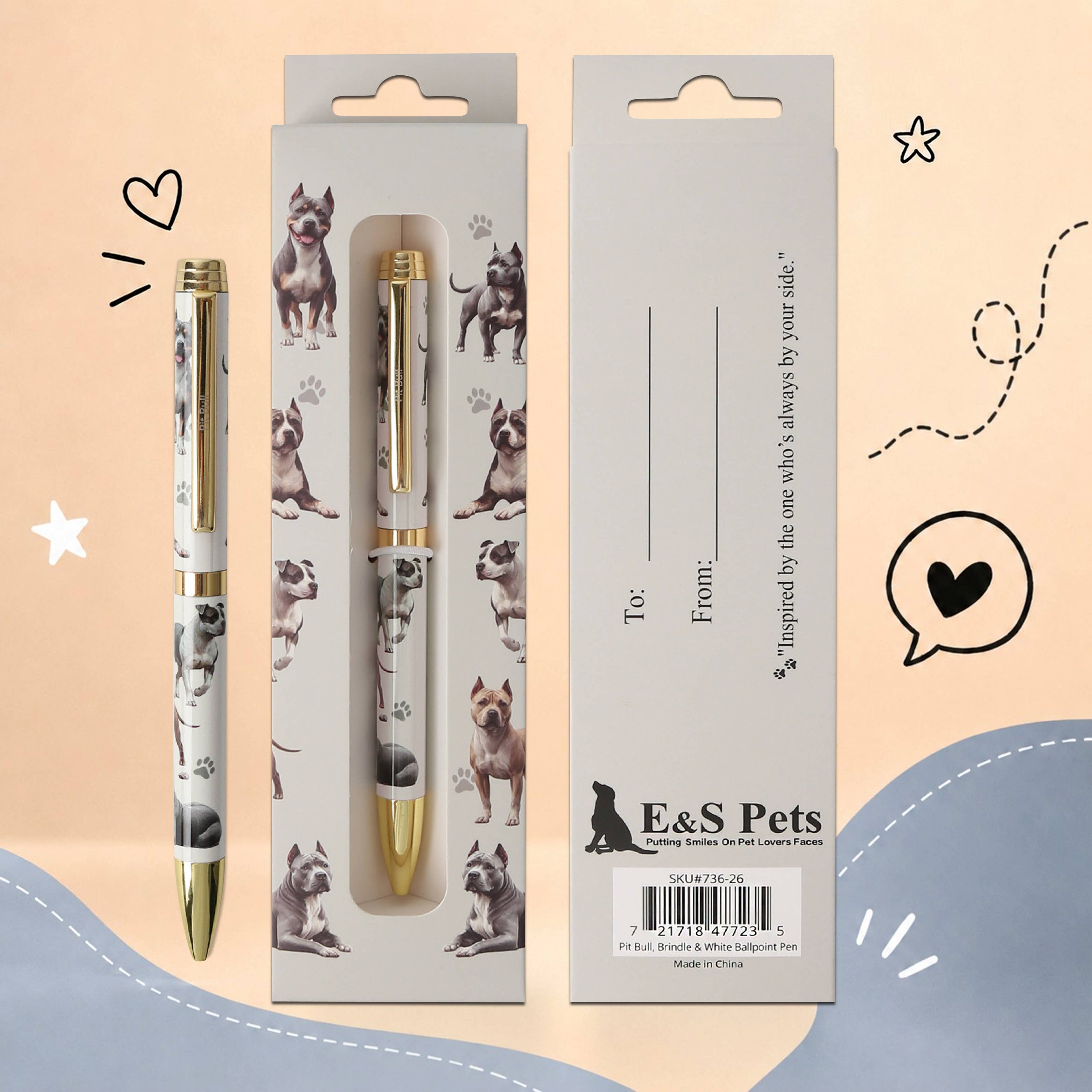 Pit Bull Brindle & White Pet Lover Ballpoint Pen