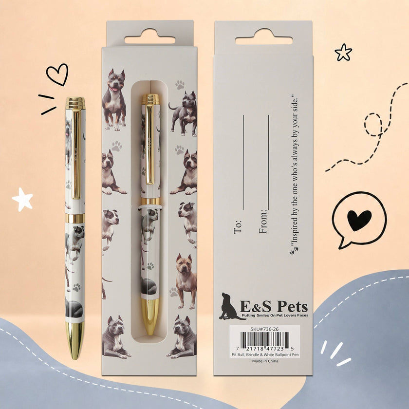Pit Bull Brindle & White Pet Lover Ballpoint Pen