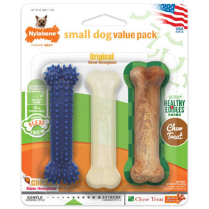 Nylabone Healthy Edibles and Flexi Chew Value Pack Variety 1ea/XS/Petite - Up To 15 lb