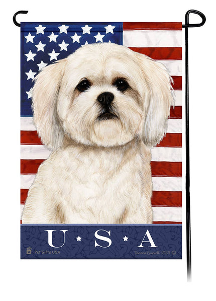Lhasa Apso White True Blue Garden Flag
