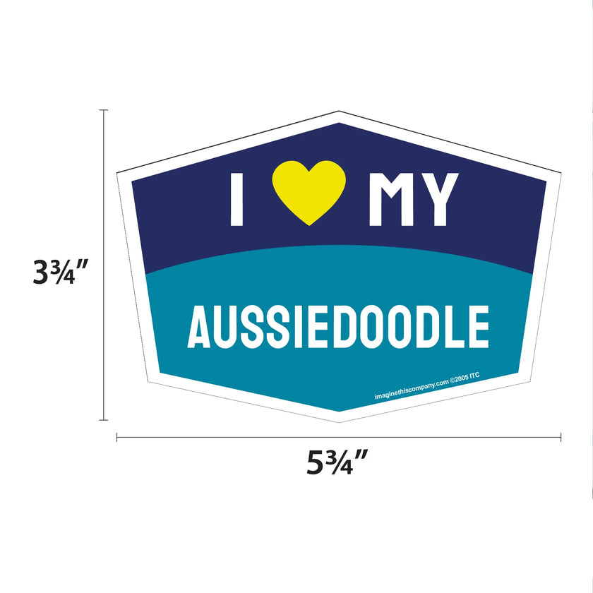 I Love My Aussiedoodle Hexagon Shaped Magnet