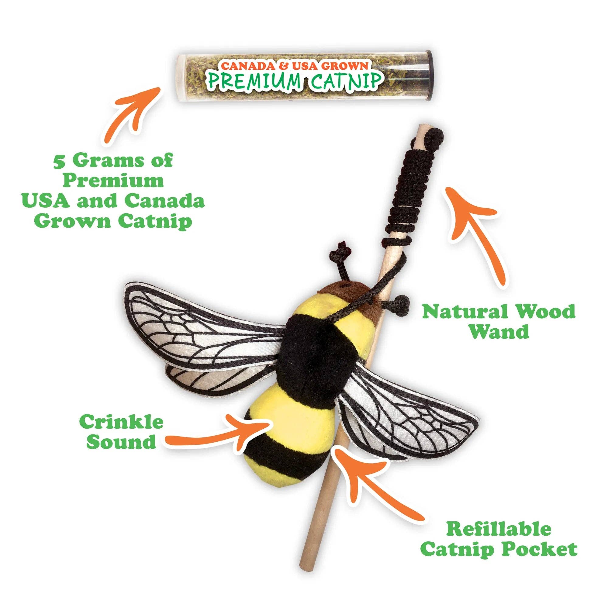 Meowijuana® Get Buzzed Bee Refillable Wand Cat Toy